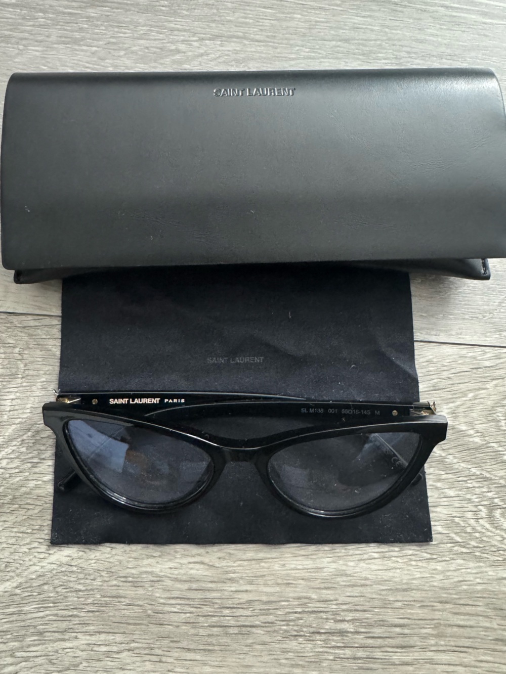 Saint Laurent Black Shiny Cat-Eye glasses